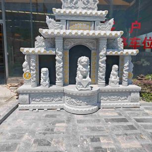 抚州芝麻白中国黑石材套墓 花岗岩墓碑