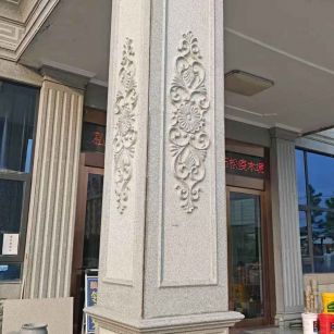 抚州芝麻白别墅雕刻柱子  黄金麻